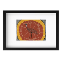 Framed Aboriginal Art Print [21cm x 30cm] - Dinnewan The Emu