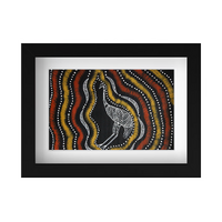 Framed Aboriginal Art PRINT (13cm x 18cm) - Emu Black