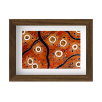 Framed Aboriginal Art PRINT (13cm x 18cm) - Hunting Grounds