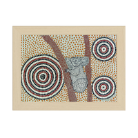 Framed Aboriginal Art PRINT (13cm x 18cm) - Koobor the Koala - The Drought Maker (BIRCH FRAME)