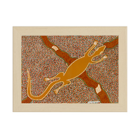 Framed Aboriginal Art PRINT (13cm x 18cm) - Oola The Lizard