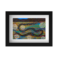 Framed Aboriginal Art PRINT (13cm x 18cm) - Opal &amp; Fire