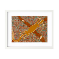 Framed Aboriginal Art Print [40cm x 50cm] - Oola The Lizard
