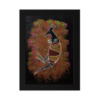 Framed Aboriginal Art PRINT (13cm x 18cm) -Kangaroo Black