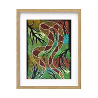 Framed Aboriginal Art Print [40cm x 50cm] - Snakes on Country