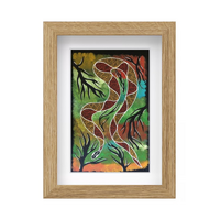 Framed Aboriginal Art PRINT (13cm x 18cm) - Snakes on Country