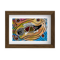 Framed Aboriginal Art PRINT (13cm x 18cm) - Thuggai the Yellowbelly