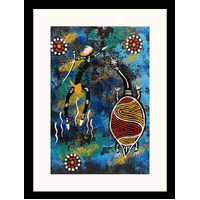 Framed Aboriginal Art Print [40cm x 30cm] - Turtle (Blue) [2]