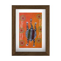 Framed Aboriginal Art PRINT (13cm x 18cm) - Wayamba the Turtle 2 