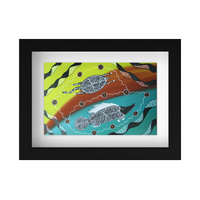 Framed Aboriginal Art PRINT (13cm x 18cm) -Turtle &amp; Yellowbelly