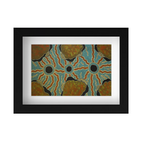 Framed Aboriginal Art PRINT (13cm x 18cm) - Whales Awakening