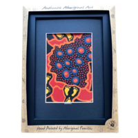 Murra Wolka Large Framed Aboriginal Art Print (25cm x 34cm) - Fire Country