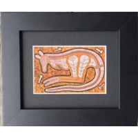 Murra Wolka Framed Aboriginal Art Print (23cm x 19cm) - Kangaroo
