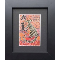 Murra Wolka Framed Aboriginal Art Print (23cm x 19cm) - Kangaroos