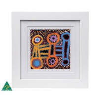Framed Warlukurlangu Aboriginal Art Print - Seed &amp; Water Dreaming