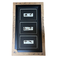 Framed Handpainted Aboriginal Bone Art - Triple Bar (Large)