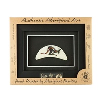 Framed Handpainted Aboriginal Bone Art - Boomerang (Assorted Designs)