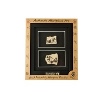 Framed Handpainted Aboriginal Rock Art - Double Rock