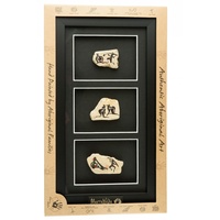 Framed Handpainted Aboriginal Rock Art - Triple Rock
