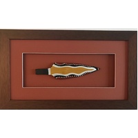 Framed Handpainted Aboriginal 19cm Spearhead - Ochre Red