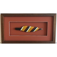 Framed Handpainted Aboriginal 19cm Spearhead - Mud Ocre