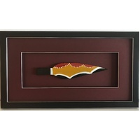 Framed Handpainted Aboriginal 19cm Spearhead - Maroon