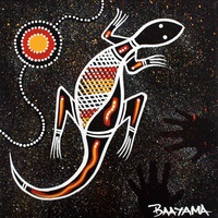 Stephen Hogarth Aboriginal Art Stretched Canvas (20cm x 20cm) - Lizard