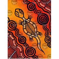 Stephen Hogarth Aboriginal Art Stretched Canvas (30cm x 40cm) - Goanna (Orange)