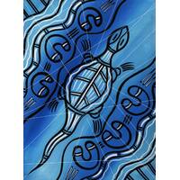 Stephen Hogarth Aboriginal Art Stretched Canvas (30cm x 40cm) - Lizard (Blue)