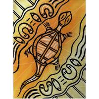 Stephen Hogarth Aboriginal Art Stretched Canvas (30cm x 40cm) - Lizard (Yellow)