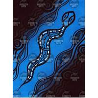 Stephen Hogarth Aboriginal Art Stretched Canvas (30cm x 40cm) - Snake 2 (Blue)
