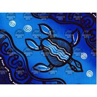 Stephen Hogarth Aboriginal Art Stretched Canvas (40cm x 30cm) - Turtle 3 (Blue)