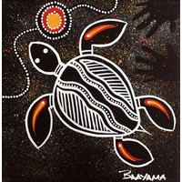Stephen Hogarth Aboriginal Art Stretched Canvas (20cm x 20cm) - Turtle