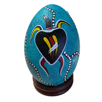 Gomi Aboriginal Art Handpainted Emu Egg - Turtle