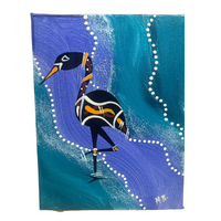 Maree Bradbury Aboriginal Art Stretched Canvas (12cm x 16cm) w/- stand - Herron
