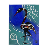 Maree Bradbury Aboriginal Art Stretched Canvas (12cm x 16cm) w/- stand - Herron (2)