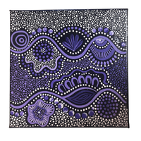 Maree Bradbury Aboriginal Art Stretched Canvas (20cm x 20cm) - Flowers