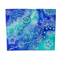 Maree Bradbury Aboriginal Art Stretched Canvas (30cm x 25cm) - Quandamooka Country (Summer)