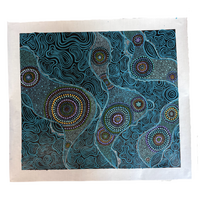 Maree Bradbury Aboriginal Art UNStretched Belgian Linen Canvas (55cm x 49cm) - Ebb an Flow on Quandamooka Country