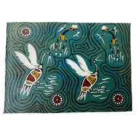Unstretched Handpainted Aboriginal Art A4 Canvas (21cm x 29cm) - Brolga Connection
