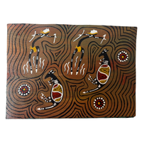 Unstretched Handpainted Aboriginal Art A4 Canvas (21cm x 29cm) - Kangaroo Connection