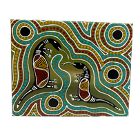 Original Aboriginal Art Painting Stretched Canvas (25cm x 20cm ) - Fighting Goannas