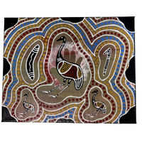 Original Aboriginal Art Painting Stretched Canvas (25cm x 20cm ) - Gooburri (Emu)