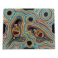 Original Aboriginal Art Painting Stretched Canvas (25cm x 20cm ) - Fighting Kangaroos