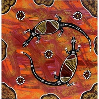 Original Aboriginal Art Painting Stretched Canvas (30cm x 30cm ) - Goanna Totems