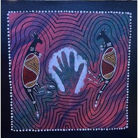 Original Aboriginal Art Painting Stretched Canvas (30cm x 30cm ) - Totem Kangaroos