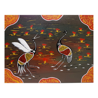 Original Aboriginal Art Painting Stretched Canvas (30cm x 40cm ) - Birds of the Plains