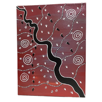 Original Aboriginal Art Painting Stretched Canvas (40cm x 30cm ) - Hunting by the River