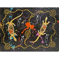 Original Aboriginal Art Painting Stretched Canvas (40cm x 30cm ) - Sand Goanna Totem