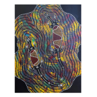 Original Aboriginal Art Painting Stretched Canvas (30cm x 40cm ) - Sand Goanna Totems